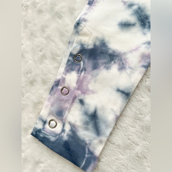 NWT- MONROW Midnight Iris Active Sweatpants Legging Two Tone Crystal Tie Dye - Picture 8 of 16
